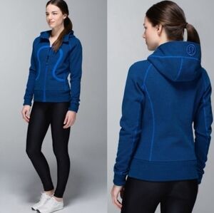 Lululemon Scuba Hoodie Stretch Lined Double Diamond Baroque Blue 2